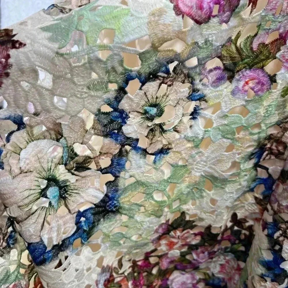 Davids Bridal Womens Strapless Dress 4 Floral Lace Fit & Flare Tea Garden Length - Picture 11 of 16